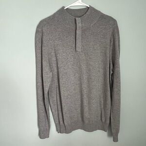 NEW JoS. A. Bank Light Gray 1/4 Button front 100% Pima Cotton Pullover M